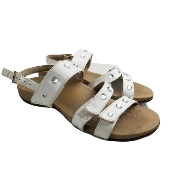 Vionic Orthaheel Teagan White Rhinestone Sandals - Picture 1 of 8